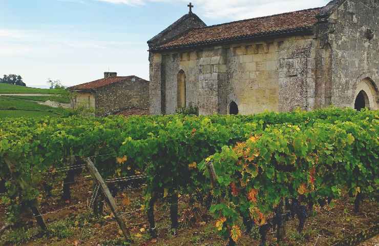 Campo coltivato accanto a una chiesa