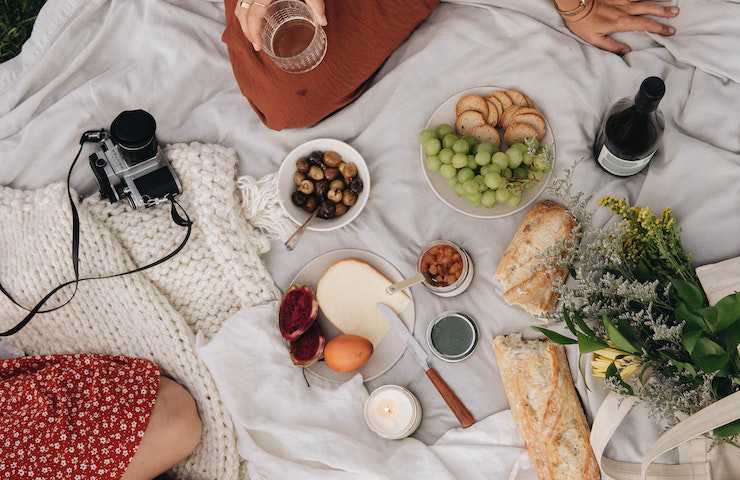 Pic-nic con cibo e vino di ogni genere