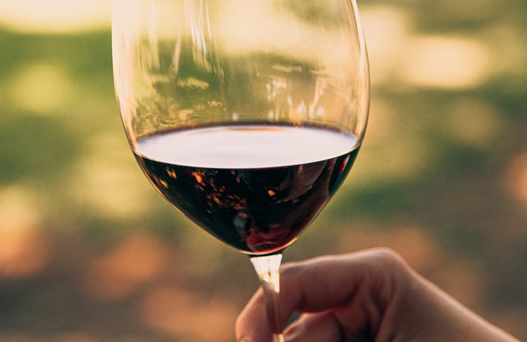 Bicchiere di vino rosso Sassicaia