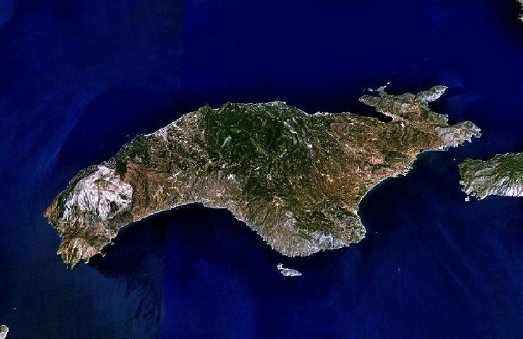 Isola di Samos vista dal satellite