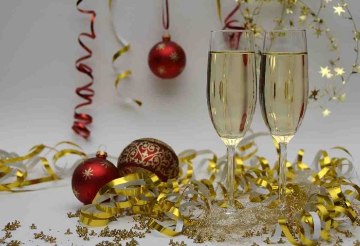 Calici con champagne, Natale