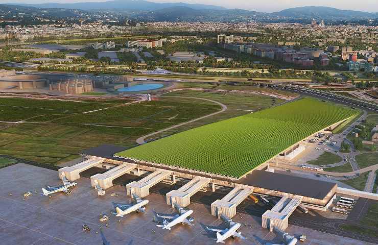 Il rendering del nuovo aeroporto Amerigo Vespucci di Firenze