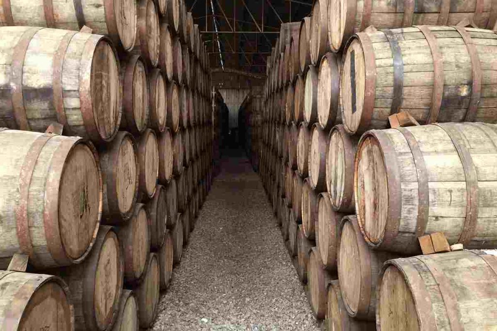 Botti di vino durante l'invecchiamento