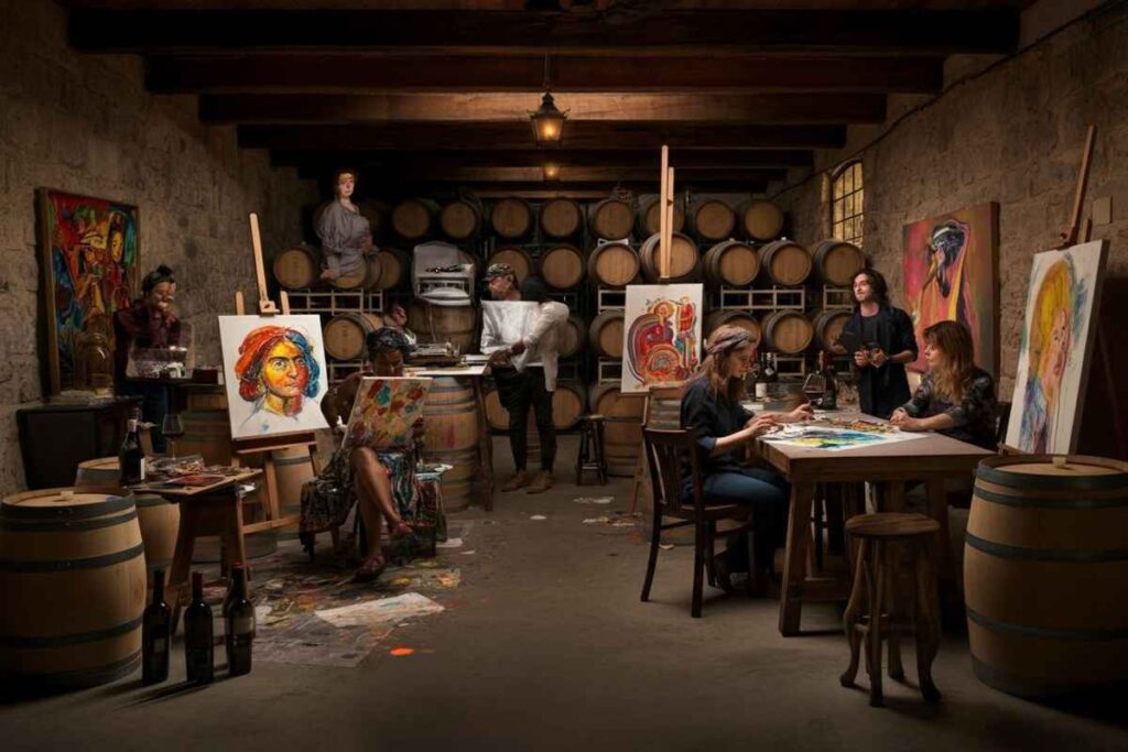 La cantina diventa un vivace atelier per artisti e performer di arte contemporanea