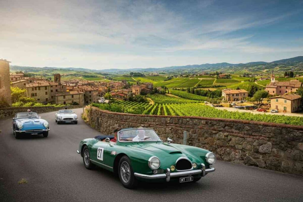 Brindisi a bordo di auto d'epoca con il Consorzio Franciacorta alla “1000 Miglia”