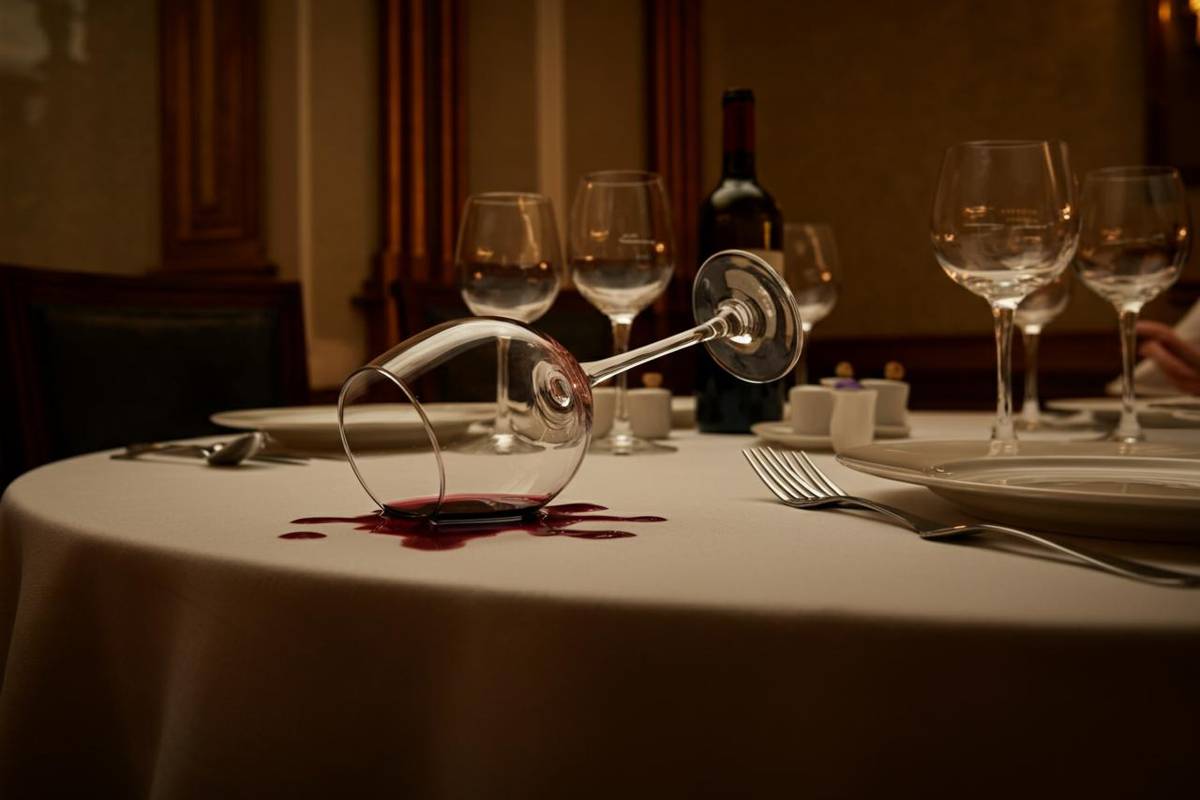 Come affrontare con stile un incidente a tavola: il calice di vino rovesciato